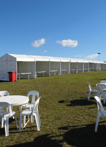 white marquee tents with internal dividers