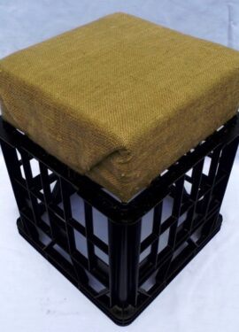 Milk Crate Seat with Hessian Top