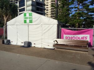 Schoolies using marquee tents