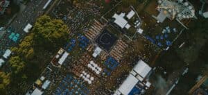 aerial view of carnival with marquees