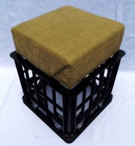 Milk Crate Seat with Hessian Top